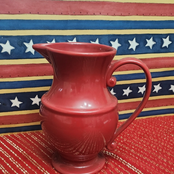 Red Ceramic Pitcher - Picture 2 of 4